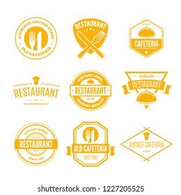 Restaurant Logos, Badges and Labels Design Elements set in vintage style