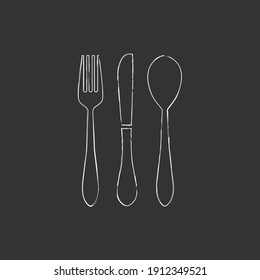 Icono de tiza vectorial de restaurante, almuerzo