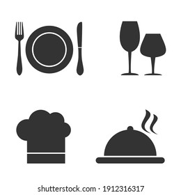 Conjunto de iconos del vector del restaurante, del almuerzo