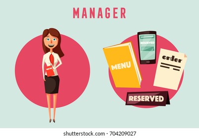 Restaurant manager. Cartoon vectror illustration