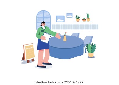Restaurant Manager Illustration concept. A flat illustration isolated on white background