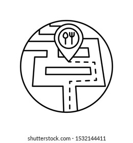 Restaurant, map, location, pin icon. Simple line, outline vector of take away icons for ui and ux, website or mobile application