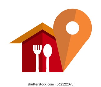 restaurant map marker icon symbol logo image vector pin locate