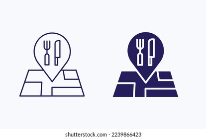 Restaurant map pin illustration icon