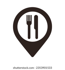 Pin de mapa del restaurante, alfiler de la ubicación del restaurante. Símbolo de ubicación del restaurante GPS para aplicaciones y sitios web aislados en fondo blanco