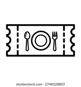 Restaurant meal ticket with plate fork and spoon