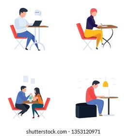Restaurant Meetings Flat Illustrations Pack 
