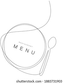 Restaurant menu background with spoon and plate vector illustration
