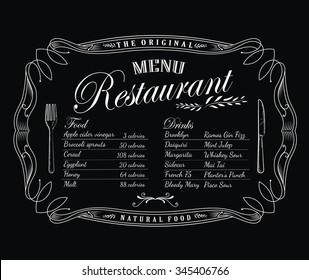 Restaurant menu blackboard vintage frame antique label hand drawn vector