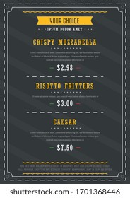 Restaurant menu board design vector template