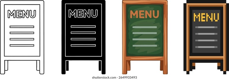Restaurant Menu Board Set - Icon, Vector, Illustration