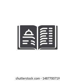 Restaurant menu book vector icon. filled flat sign for mobile concept and web design. Food menu brochure glyph icon. Symbol, logo illustration. Vector graphics