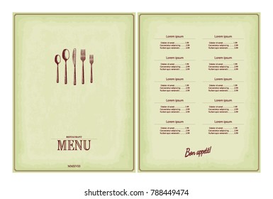 Restaurant menu brochure design. Template for your design works. Vector illustration.