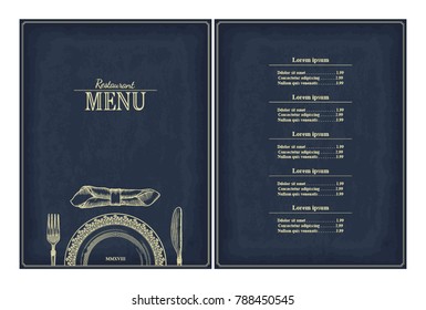 Restaurant menu brochure design. Template for your design works. Vector illustration.