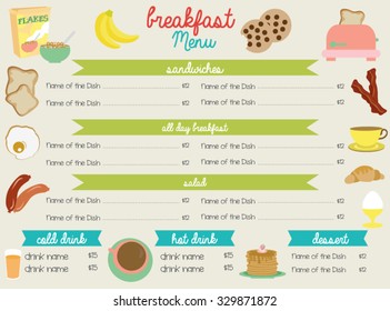 Restaurant menu card