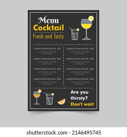 Restaurant menu card design, fast food vector menu in sketch style business flyer design, restaurant menu with hand drawn juice, drinks, fast food  in A5 size