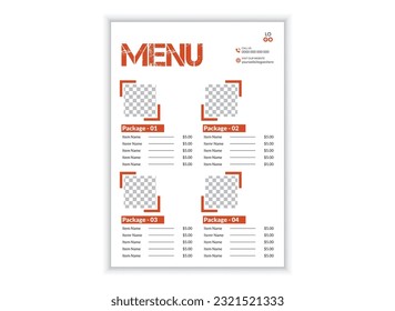 Restaurant menu card design template