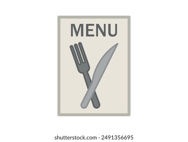 Restaurant menu card with knife and fork