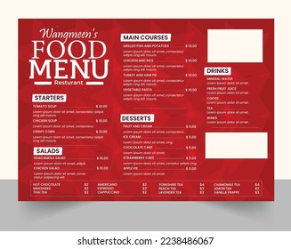 Restaurant menu card template design