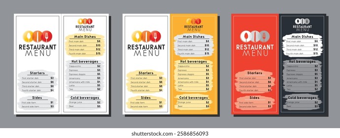 Restaurant menu card template in DL format - vector illustration