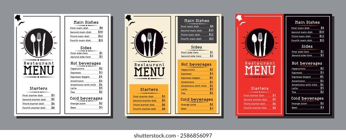 Restaurant menu card template in DL format - vector illustration
