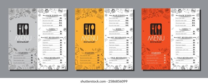 Restaurant menu card template in DL format - vector illustration