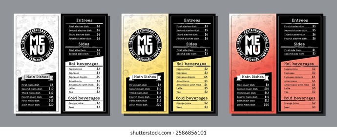 Restaurant menu card template in DL format - vector illustration