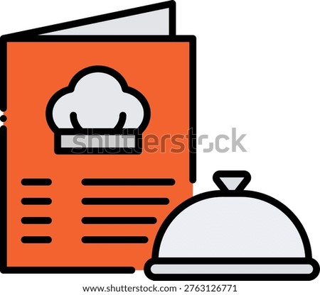 Restaurant Menu with Chef Hat and Food Cloche Icon