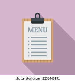 Menú de menú de restaurante icono portapapeles vector plano. Platos. Café