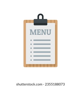 Restaurant menu clipboard icon flat vector. Food dish. Coffee cook isolated