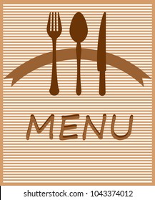 restaurant menu closeup background with fork, spoon and knife