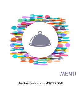 Restaurant menu cover design with colorful cutlery signs