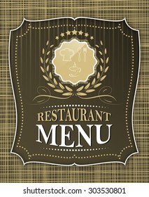 Restaurant menu cover design in vintage style, vector illustration