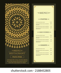 restaurant menu cover with mandala