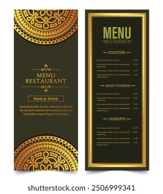 restaurant menu cover with mandala