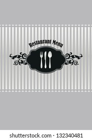 Restaurant menu cover in silver and black