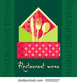 Restaurant menu decorative napkin and tableware