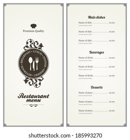 Restaurant menu design