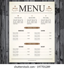 Restaurant menu design