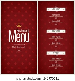 Diseño de menús del restaurante