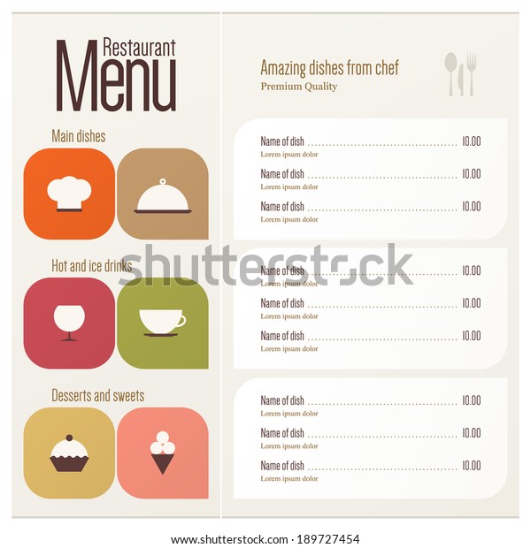 Restaurant Menu Design Stock Vector (Royalty Free) 189727454 | Shutterstock