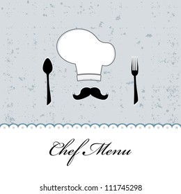 Restaurant menu design / Menu design with chef hat, mustache, spoon and fork