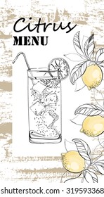 Restaurant menu design with citrus lemons.