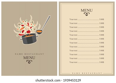 Speisekarte-Design mit Kochen von Gemüse auf Pfanne