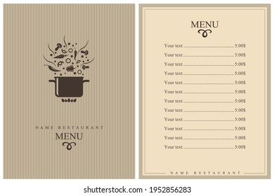 restaurant menu design with cooking process of vegetables on pan