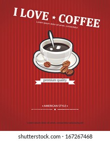 Restaurant menu design with cup coffee. Vector illustration