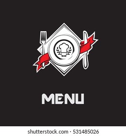 restaurant menu design with dish, knife and fork