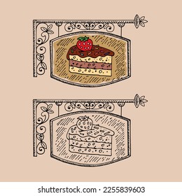 Restaurant menu design element. Decorative sketch hand drawn vector illustration.