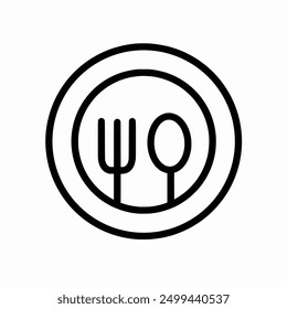 Diseño de menú de restaurante con un ícono de menú e ícono de restaurante para una fácil Identificación, Cubiertos en un plato con un tenedor, cuchara aislada sobre fondo blanco, Ilustración vectorial