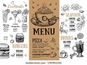 Restaurant menu design. Food flyer.